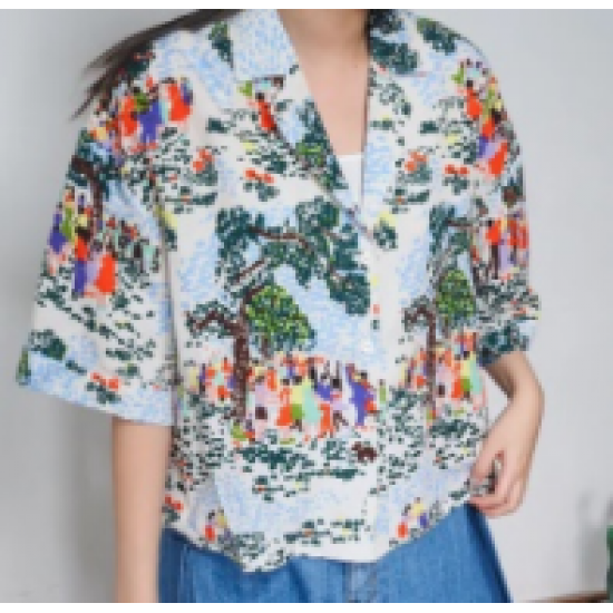 Short Sleeve Printed Blouse
